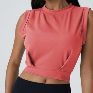 Halara‎ Womens Pink Crew Neck Sleeveless Cropped Yoga Tank Top Size XL